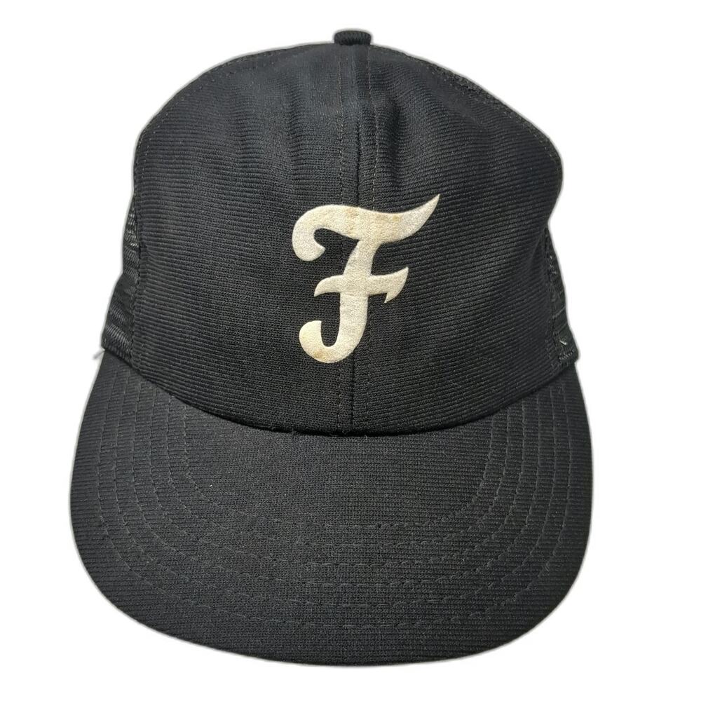 Reynolds Trucker Hat Black One Size Script F Logo Mesh Snapback Made in USA
